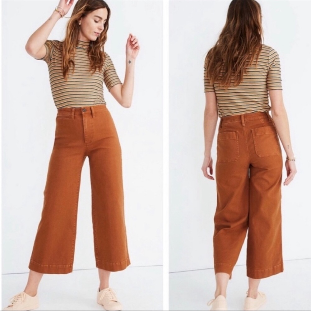 Madewell Burnt Orange Emmett Wide-Leg Pants